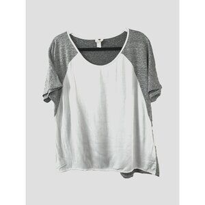 Y2k Raglan Tee L Gray White Minimalist Casual Sporty Streetwear Coastal Neutral
